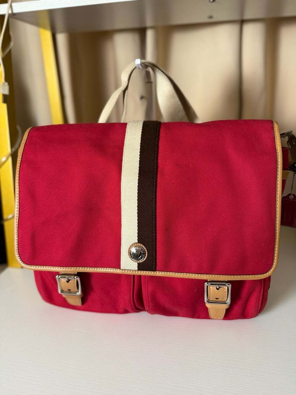 coach heritage stripe canvas messenger bag red f10220 crossbody shoulder bag